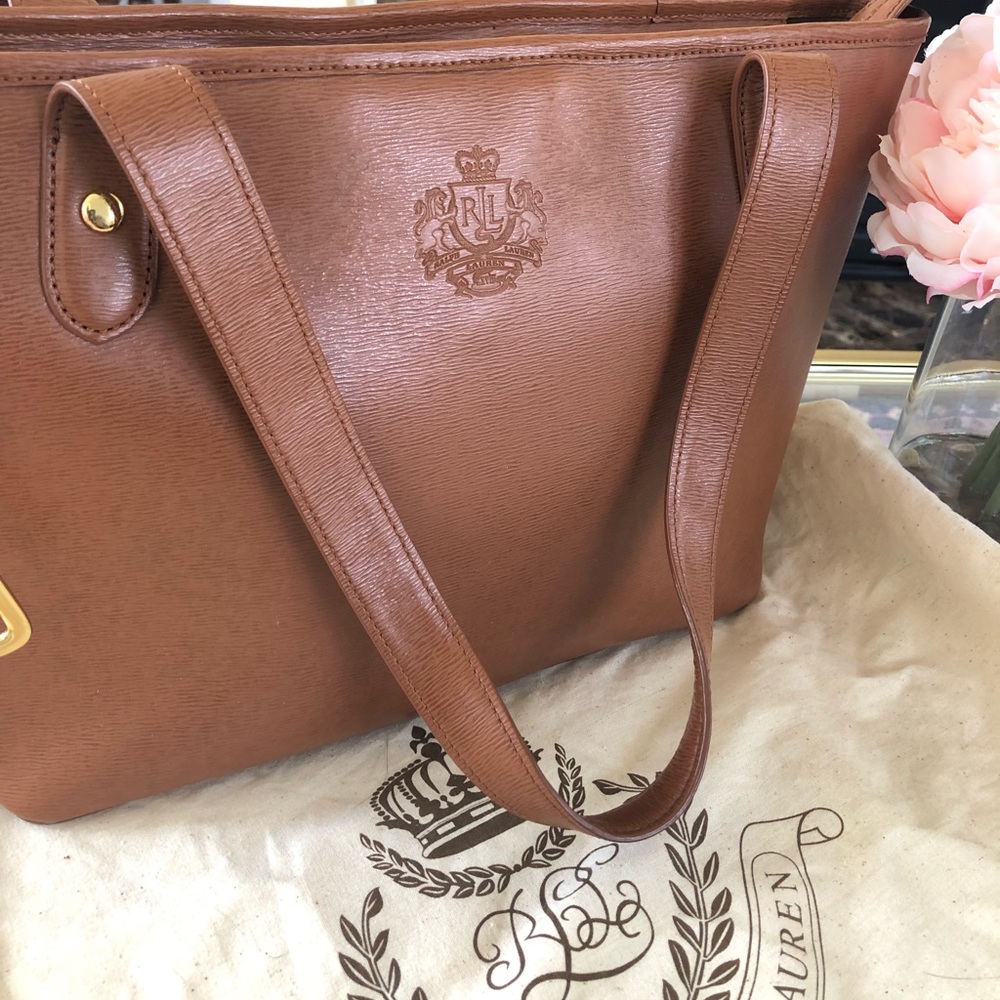 Ralph Lauren Leather Tote Newburyport Brown